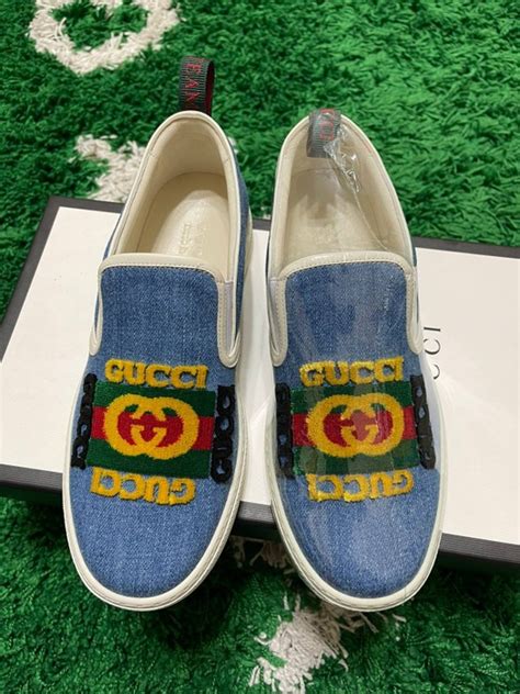 sneakers slip on modello gucci|gucci denim slip on.